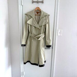 Arden B. Women Beige Belted Buttoned Trench Coat Jacket, Size Medium (Flaw)